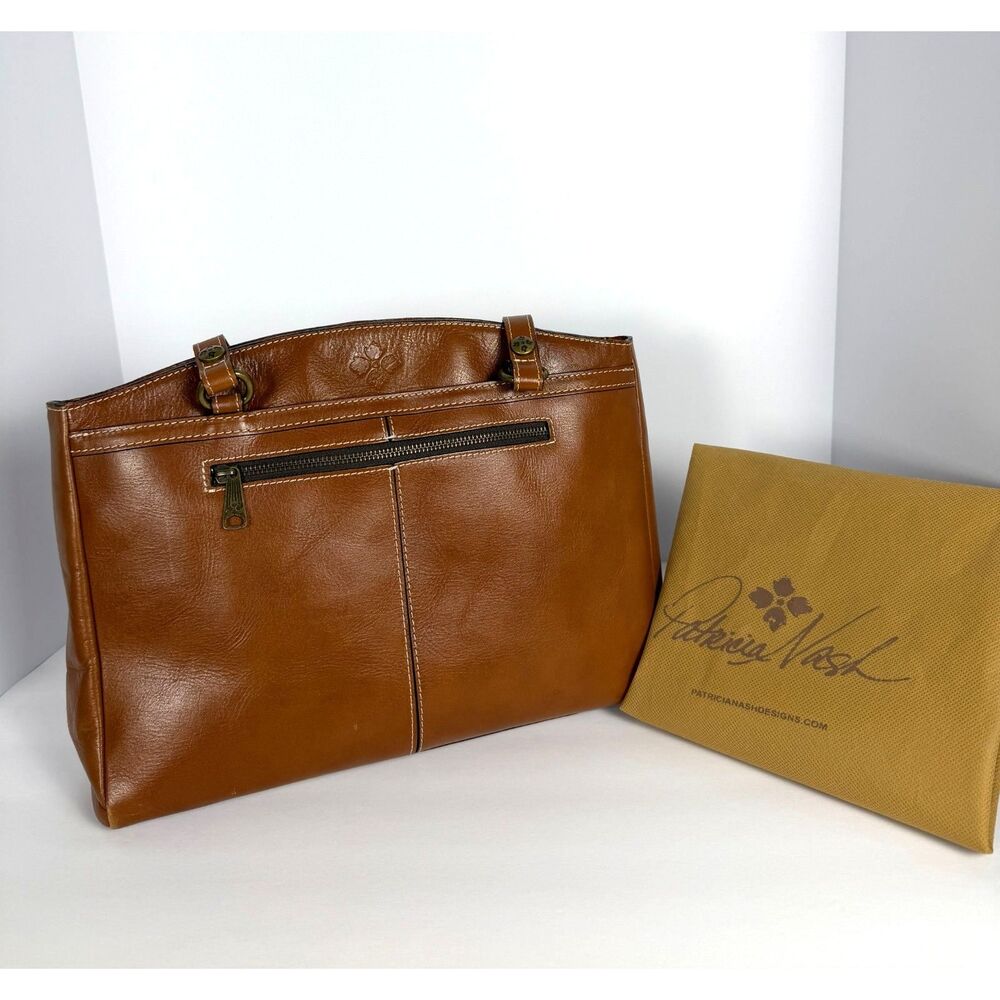Patricia Nash Poppy Tote Brown Leather Shoulder Bag Heritage Large